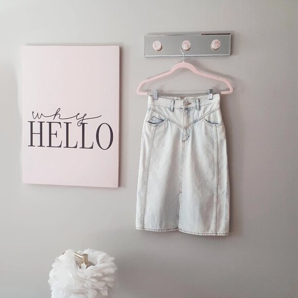 NWT Sandro high waisted faded wash denim midi skirt, XS - Picture 10 of 12